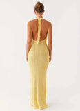 Novalee Flower Crochet Maxi Dress Yellow