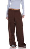 Pleated Wide Leg Trousers in Brown