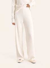 Ecru Ribbed Jersey Trousers