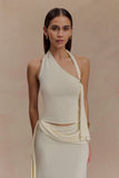 Xanthia Knit Halter Top Ivory
