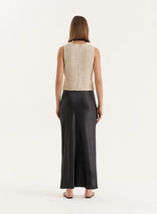 Beige Boucle Knit Sleeveless Waistcoat