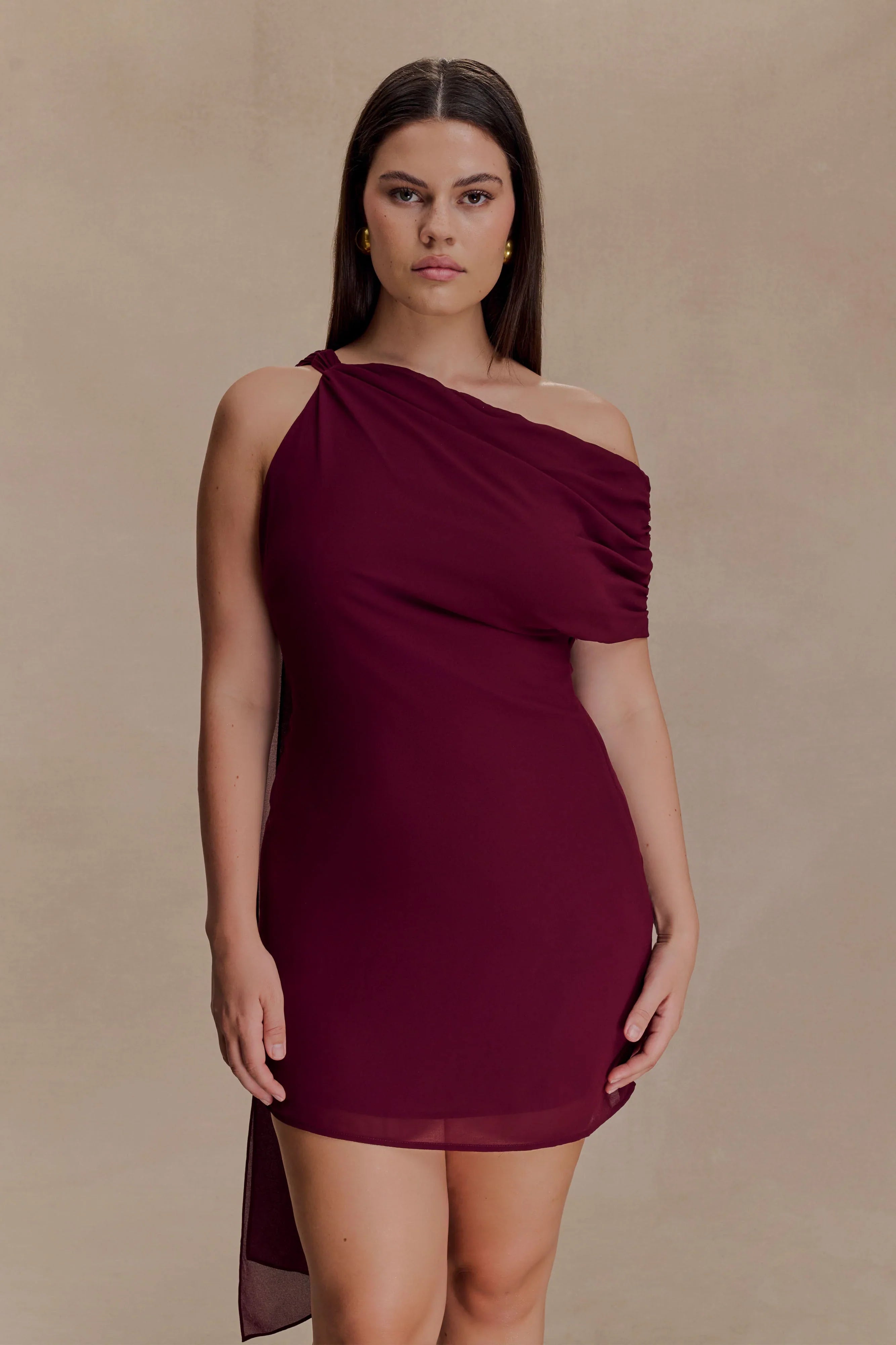 Daisie Chiffon Mini Dress Wine