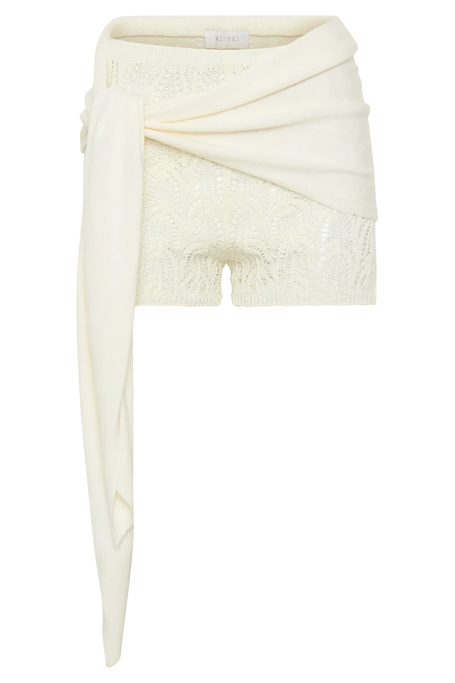 Liora Crochet Shorts With Knit Overlay Ivory