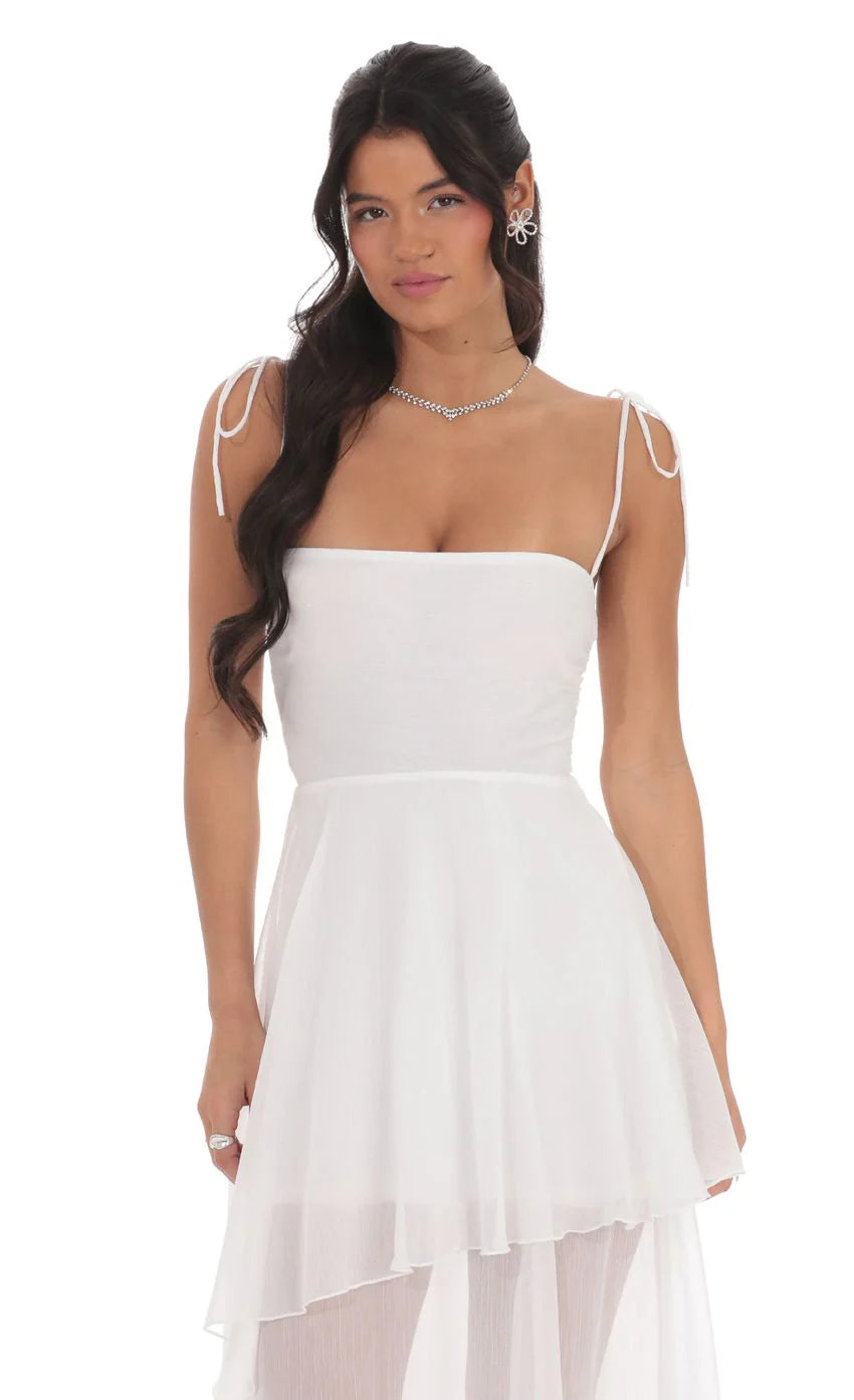 Flow Shimmer A line Maxi Dress in White