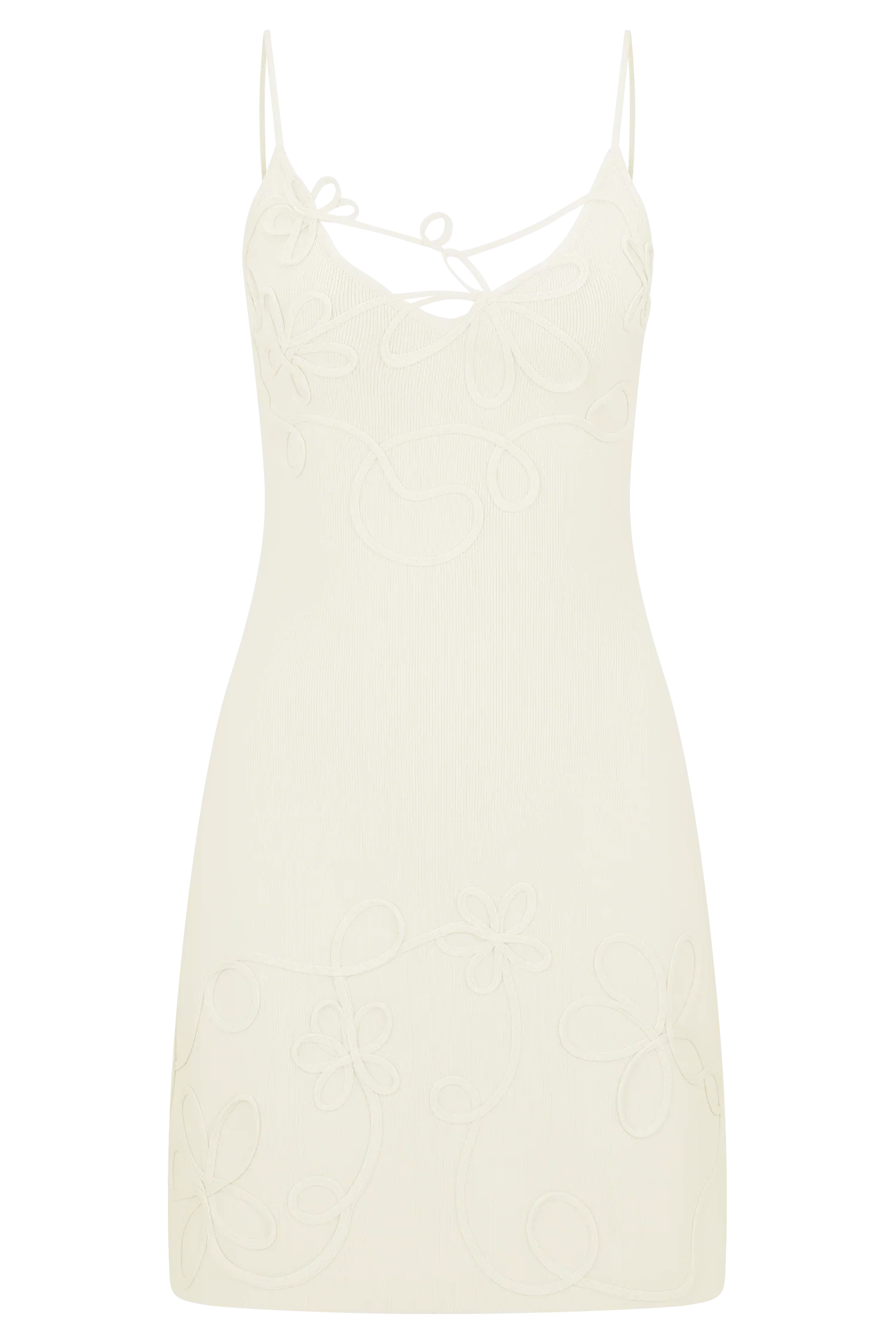 Brullo Embroidery Knit Mini Dress Ivory