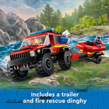 LEGO City 4x4 Fire Truck with Rescue Boat Building Toy for Boys Girls Ages 5 Gift for Birthdays Truck Toy W 3 Minifigures 60412