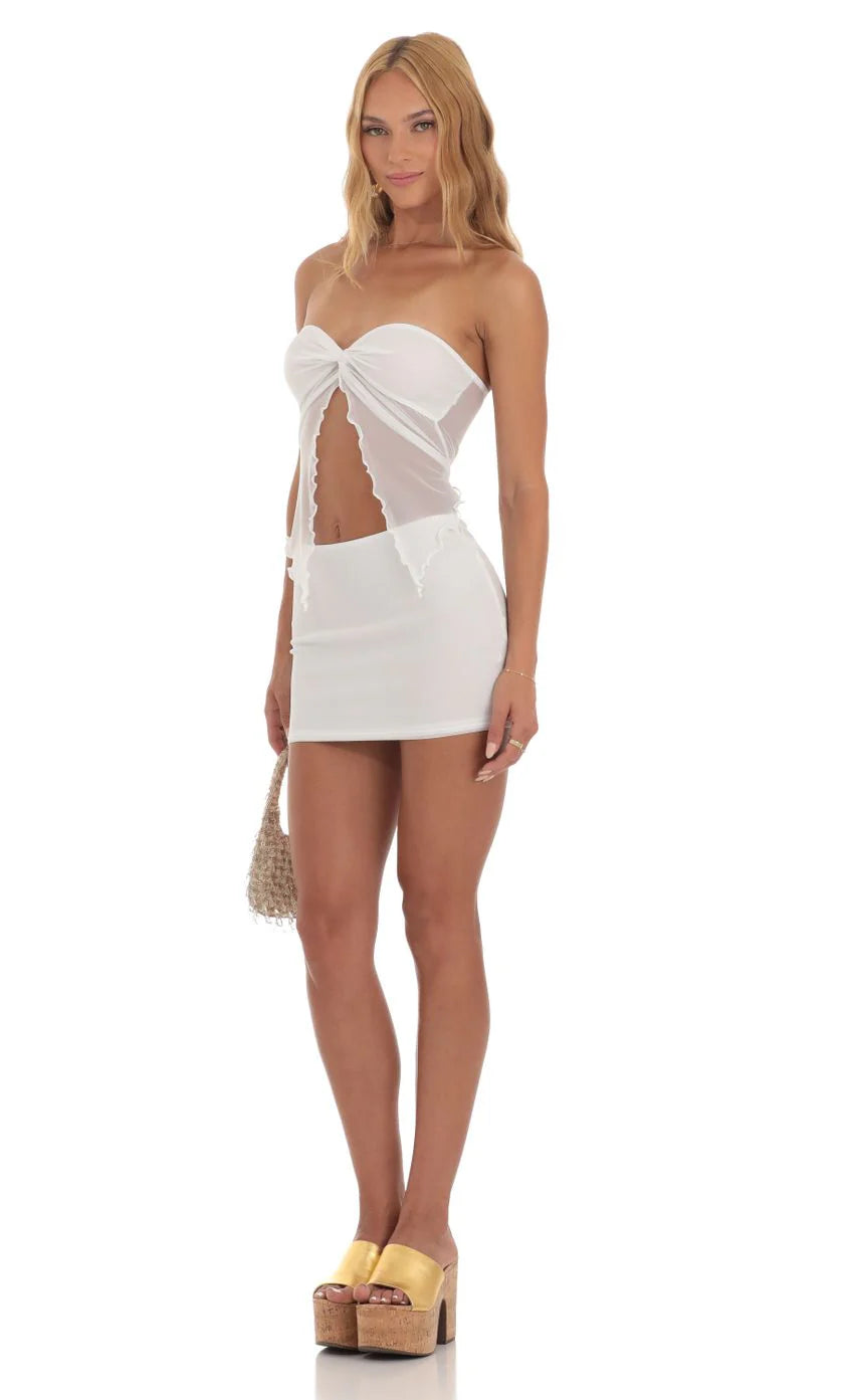 Strapless Two Piece Set in White