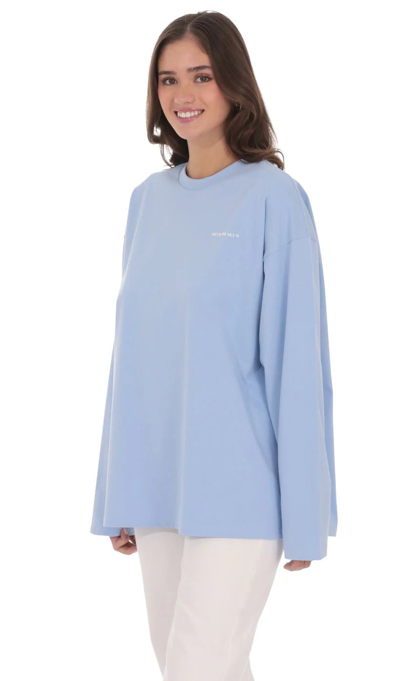 LA Graphic Crewneck Shirt in Light Blue