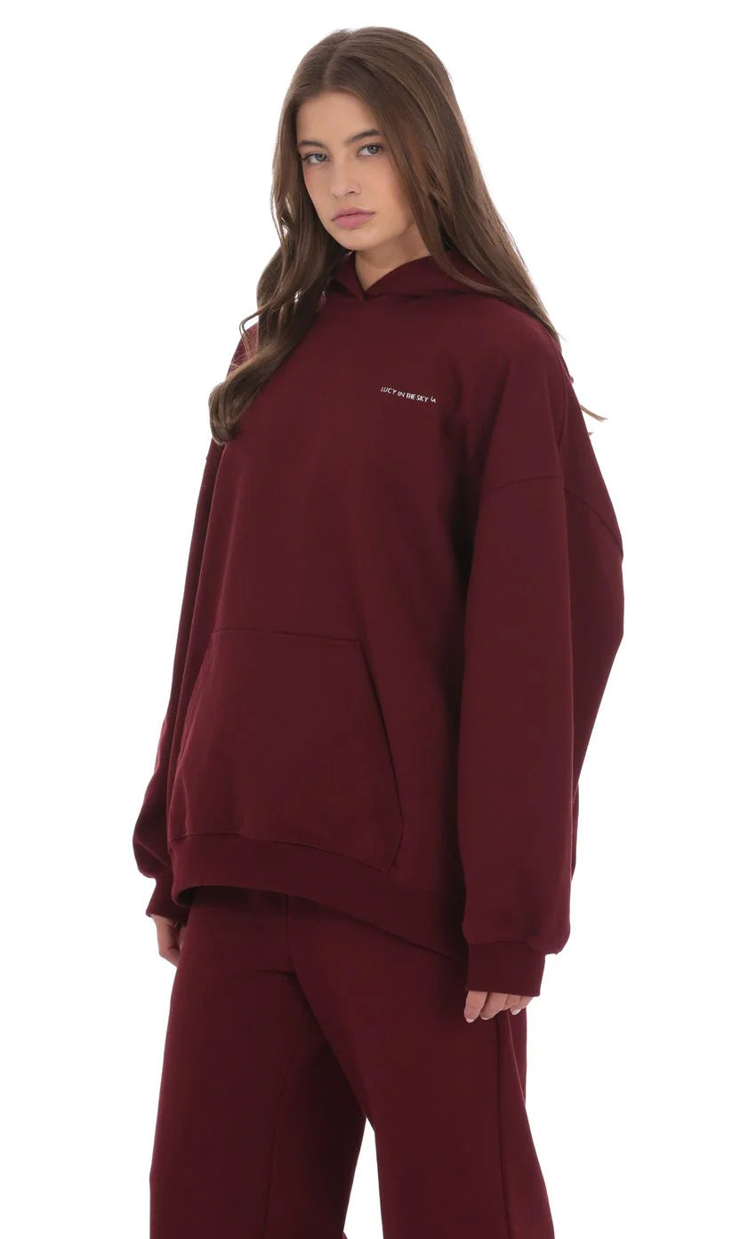 Oversized Lucy Hoodie in Burgundy
