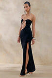 Feleicia Black Sweetheart Cut Out Maxi Dress With Split