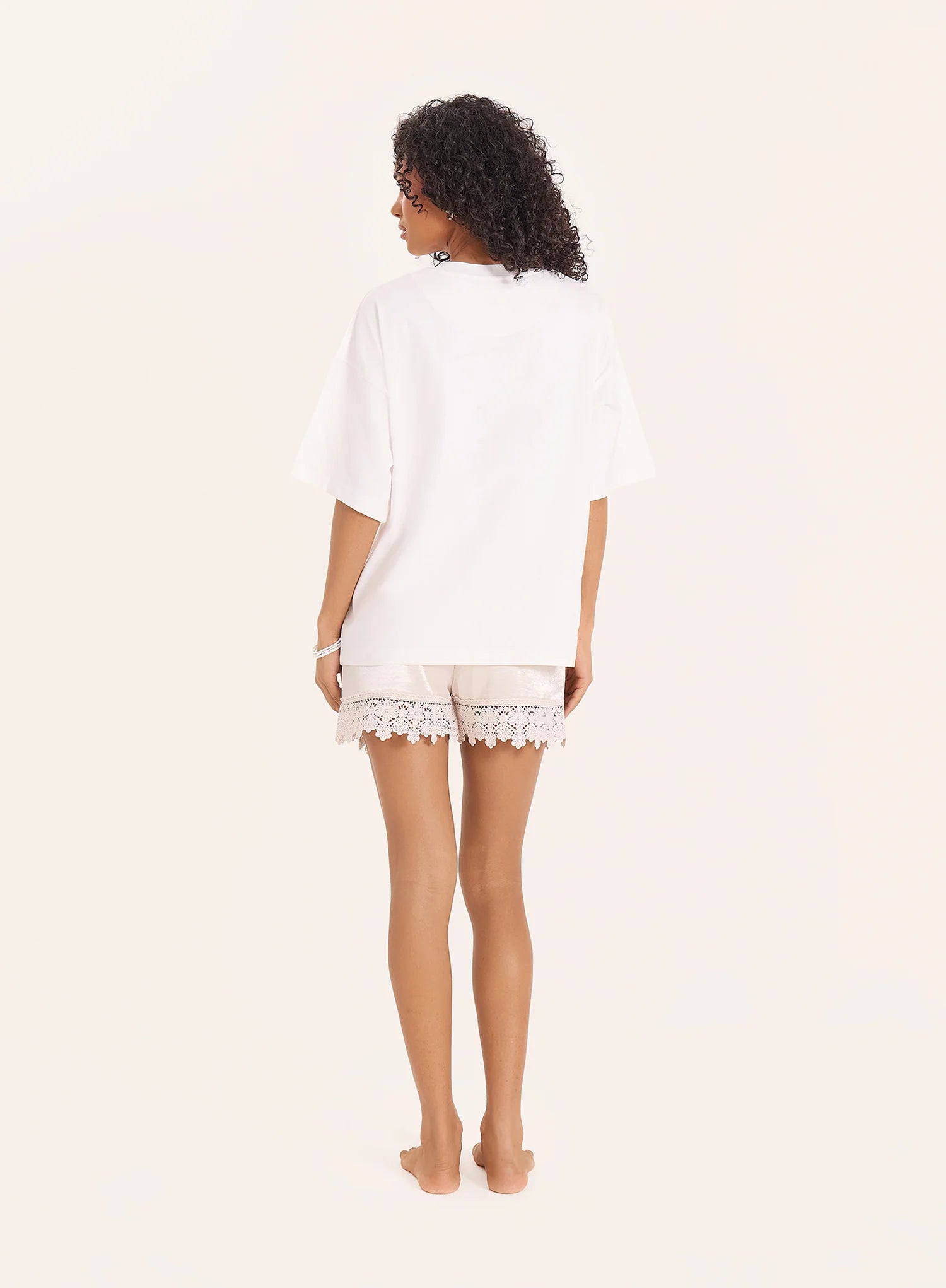 Cream Beach Graphic Printed Cotton T Shirt