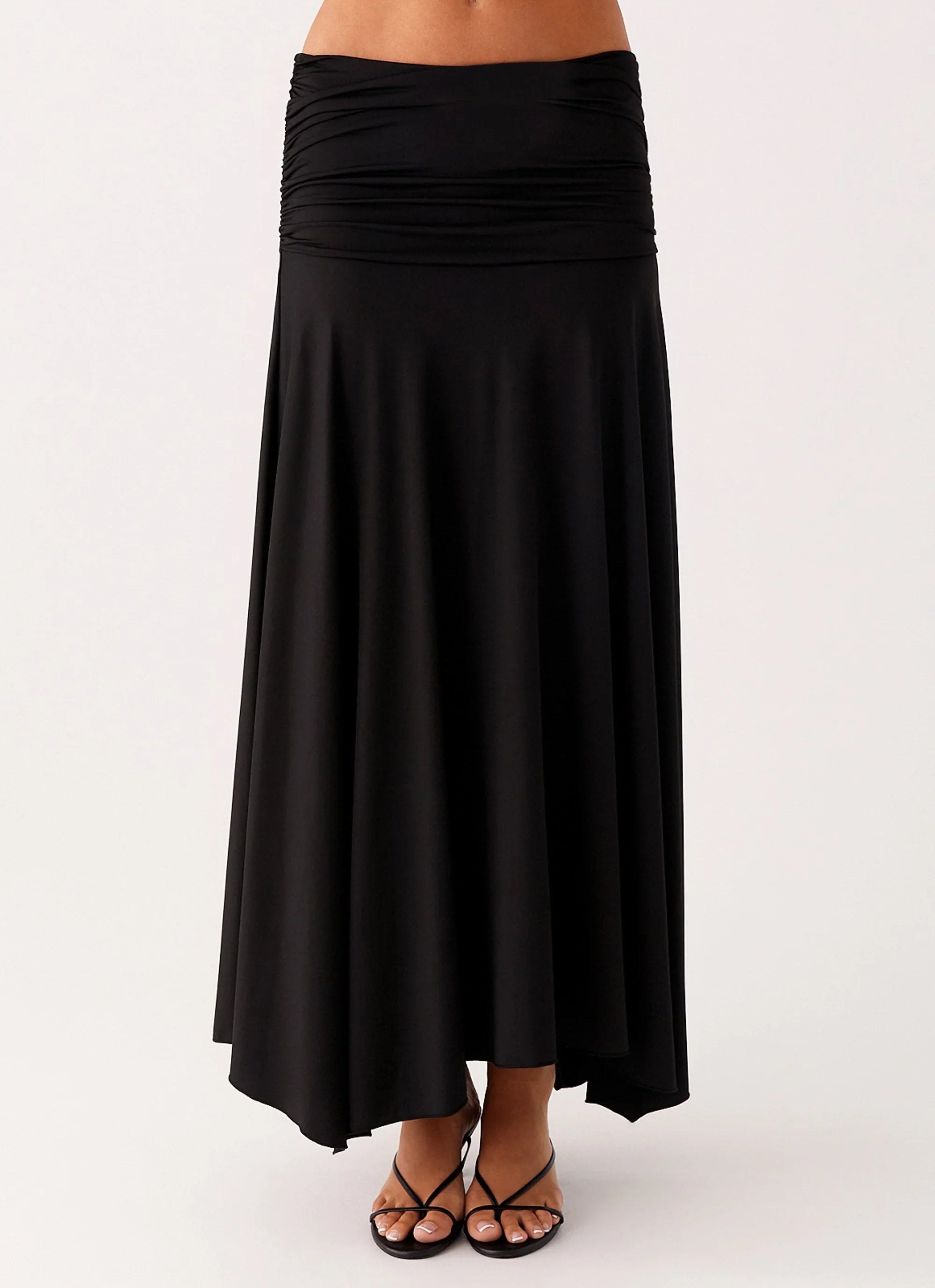 Liana Ruched Maxi Skirt Black