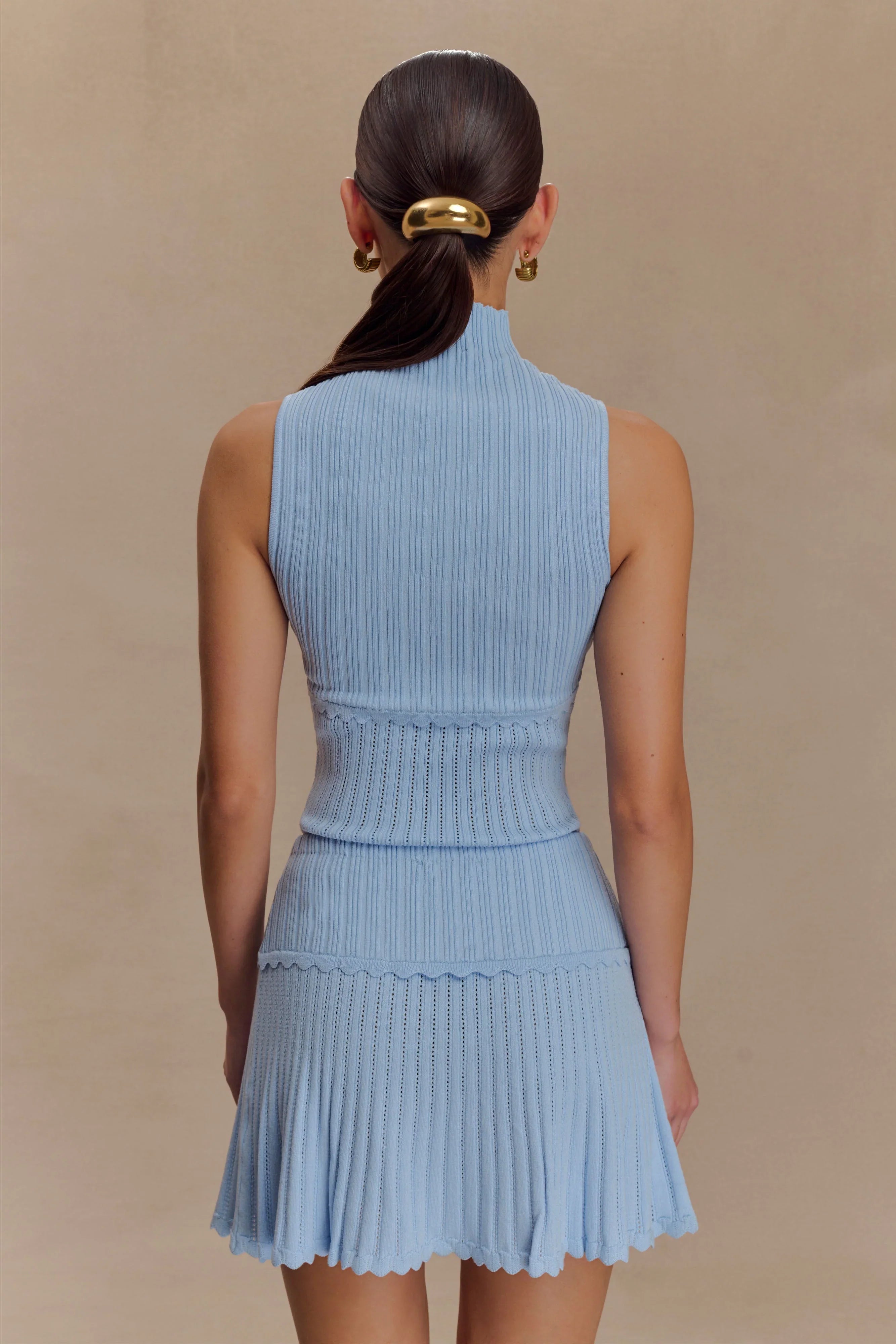 Indy Pointelle Knit Top Cornflower Blue