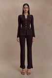 Suzie Ribbed Flared Pants Chocolate