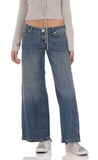 Low Rise Wide Leg Jeans in Blue