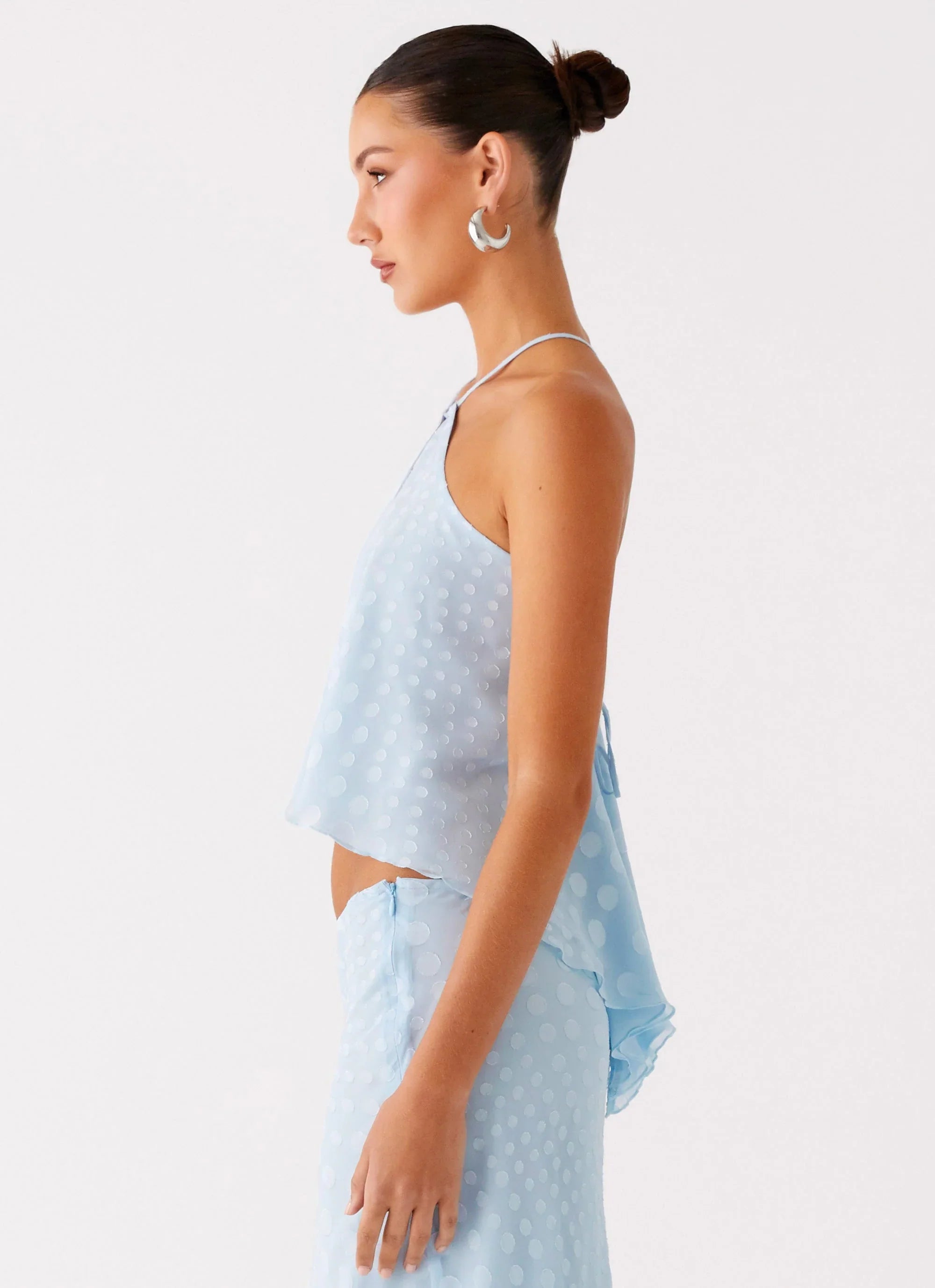 Mena Chiffon Spot Top Blue