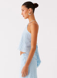 Mena Chiffon Spot Top Blue