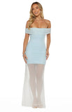 Tabitha Blue Off Shoulder Mesh Maxi Dress