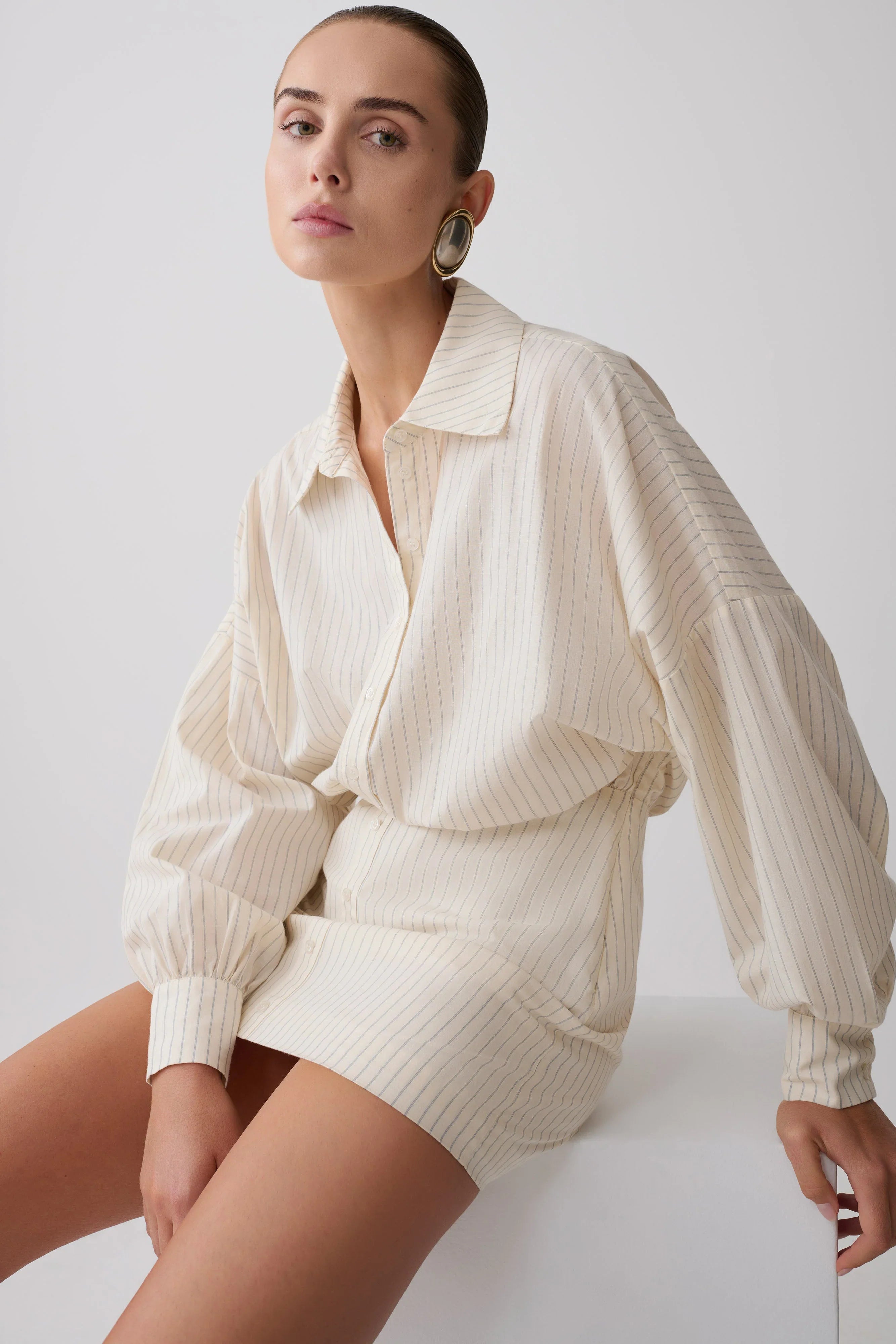 Ivy Oversize Shirt Mini Dress Stripe