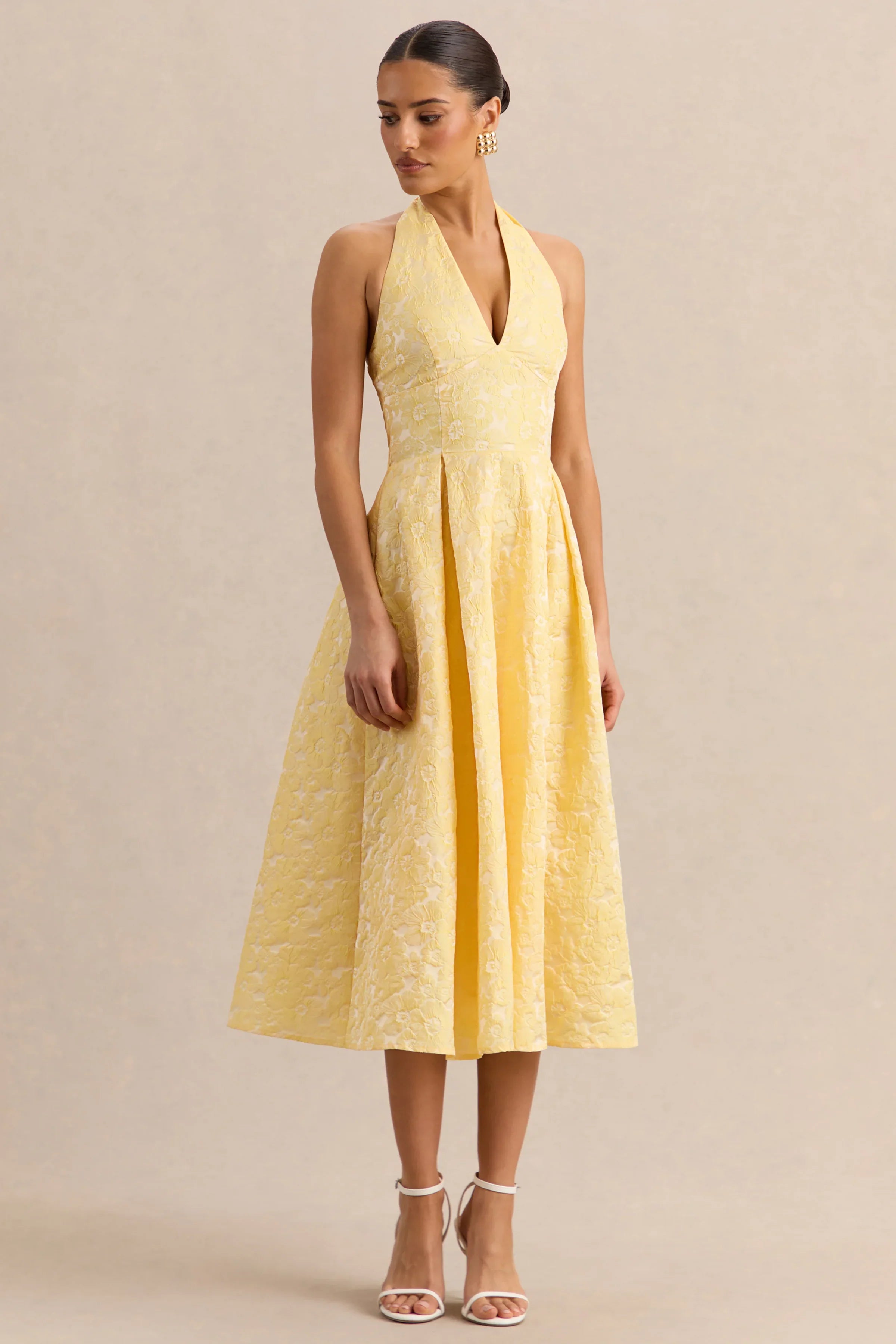 Nyomi Lemon Satin Halter Neck Midi Dress