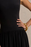 Rosalita Black Crew Neck Maxi Dress With Drop Waist