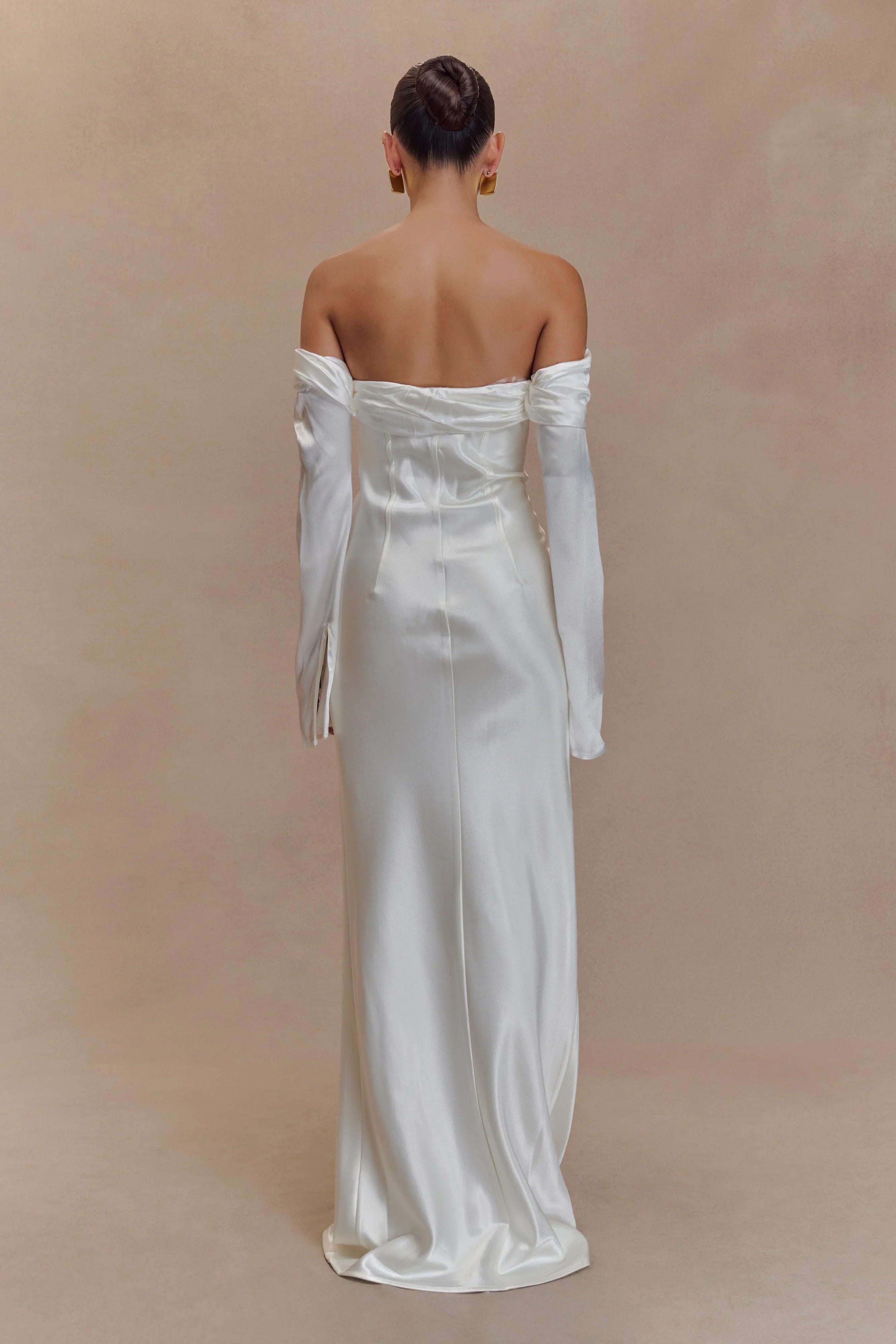 Giselle Off Shoulder Cowl Neck Maxi Dress White