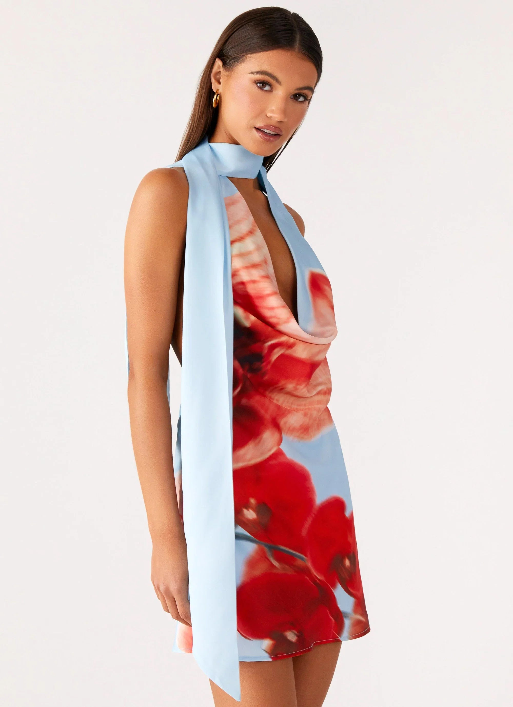Heidi Mini Dress Turquoise Bloom