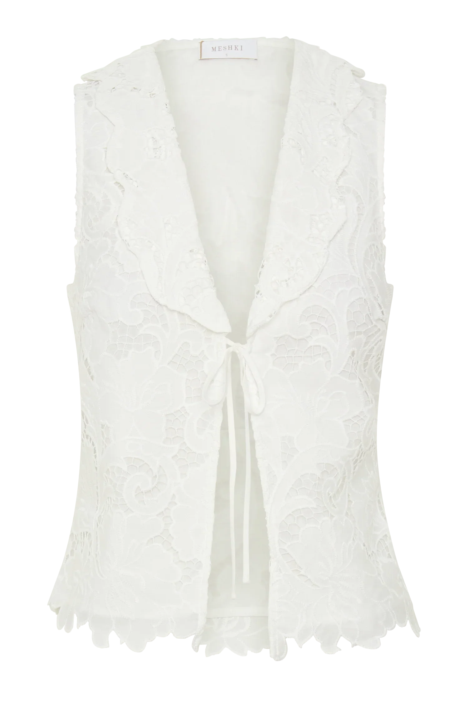 Tessa Broderie Tie Front Sleeveless Top White