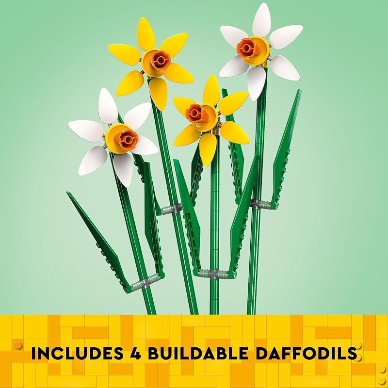 LEGO Daffodils Building Toy for Kids Girls and Boys Ages 8 Birthday Gift for Kids Artificial Daffodil for Bedroom Decor and Display 40747
