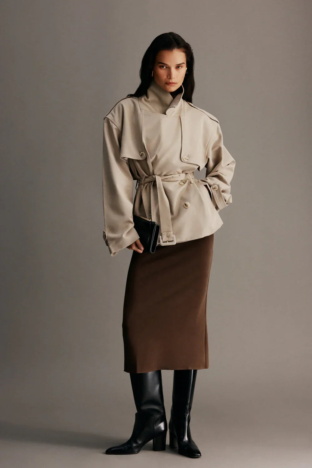 Alden Short Trench Jacket Pebble