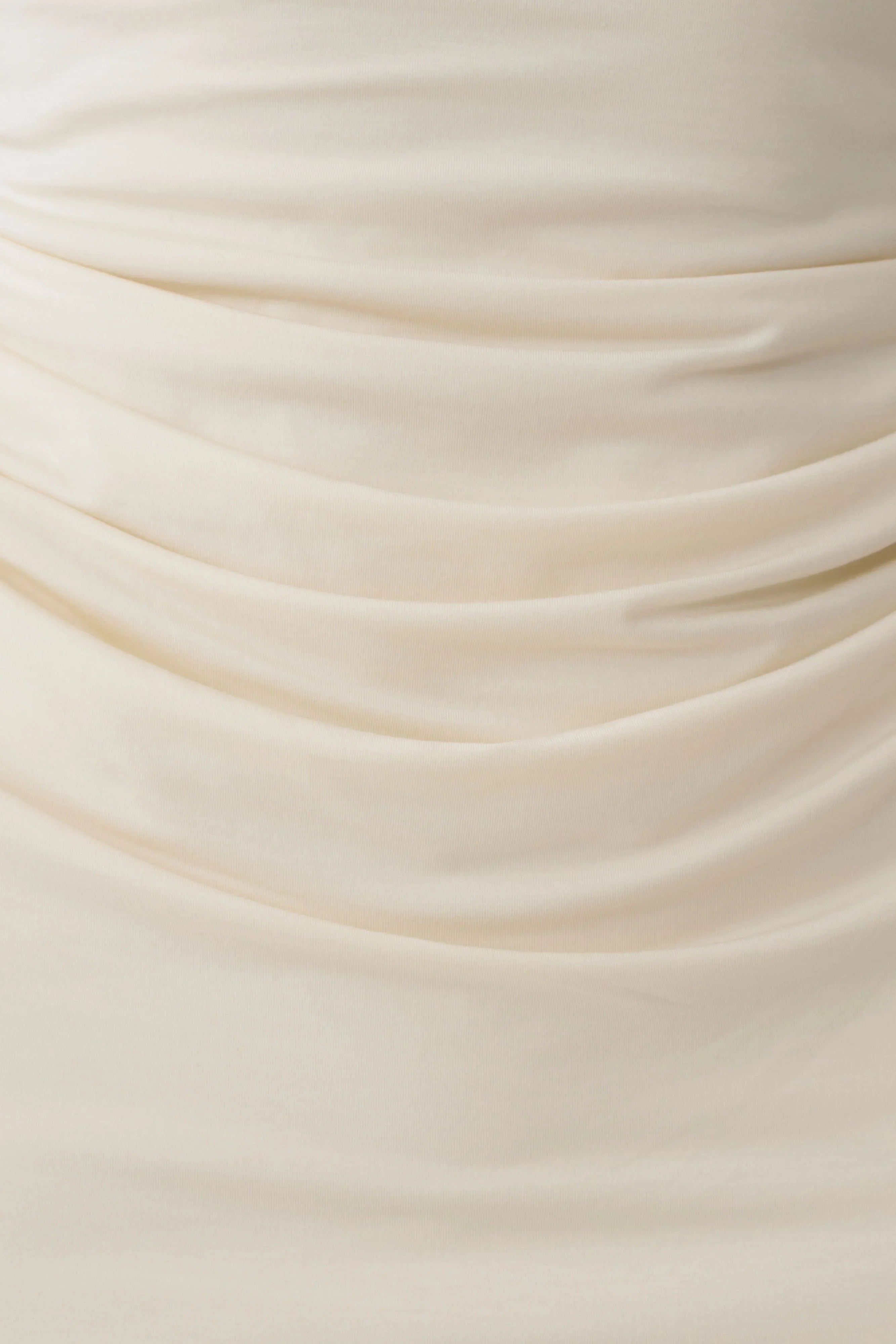 Vina Gathered Jersey Midi Dress Ivory