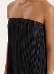 Black Plisse Bandeau Top