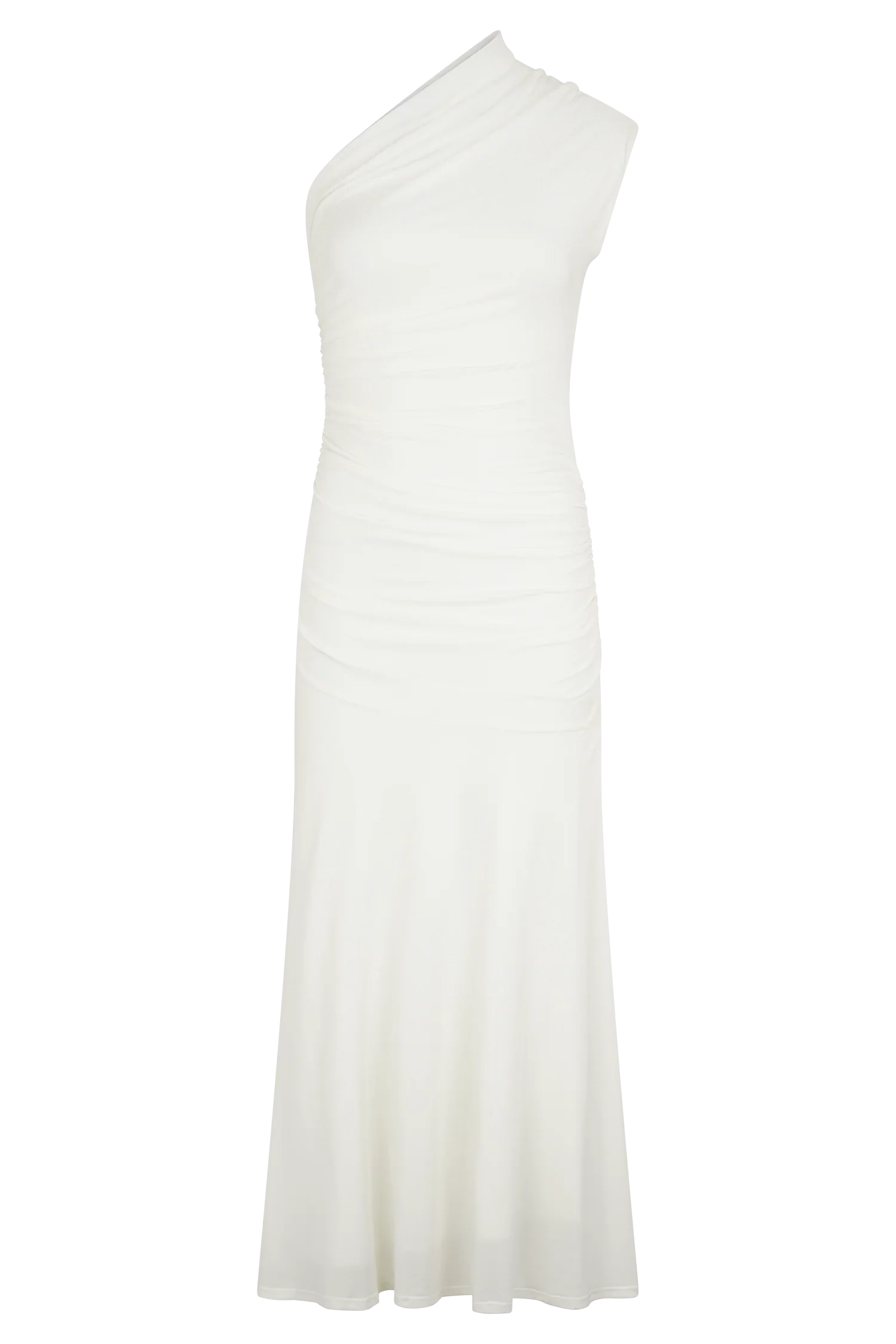 Chloe Peached Jersey One Shoulder Midi Dress Ivory
