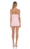 Ruched V Neck Bodycon Dress in Pink