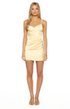 Higher Ground Yellow Ruched Party Mini Dress