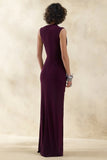 Helessia Dark Plum Asymmetric Neck Maxi Dress With Gathered Detailing And Sash