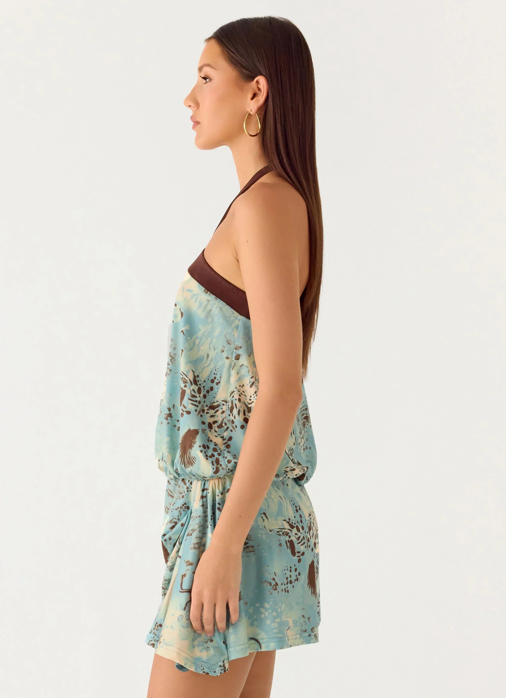 Switch Up Halter Mini Dress Aqua Blur