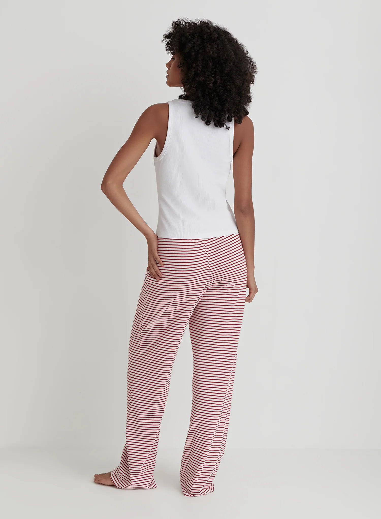 Red And White Striped Jersey Pyjama Trouser