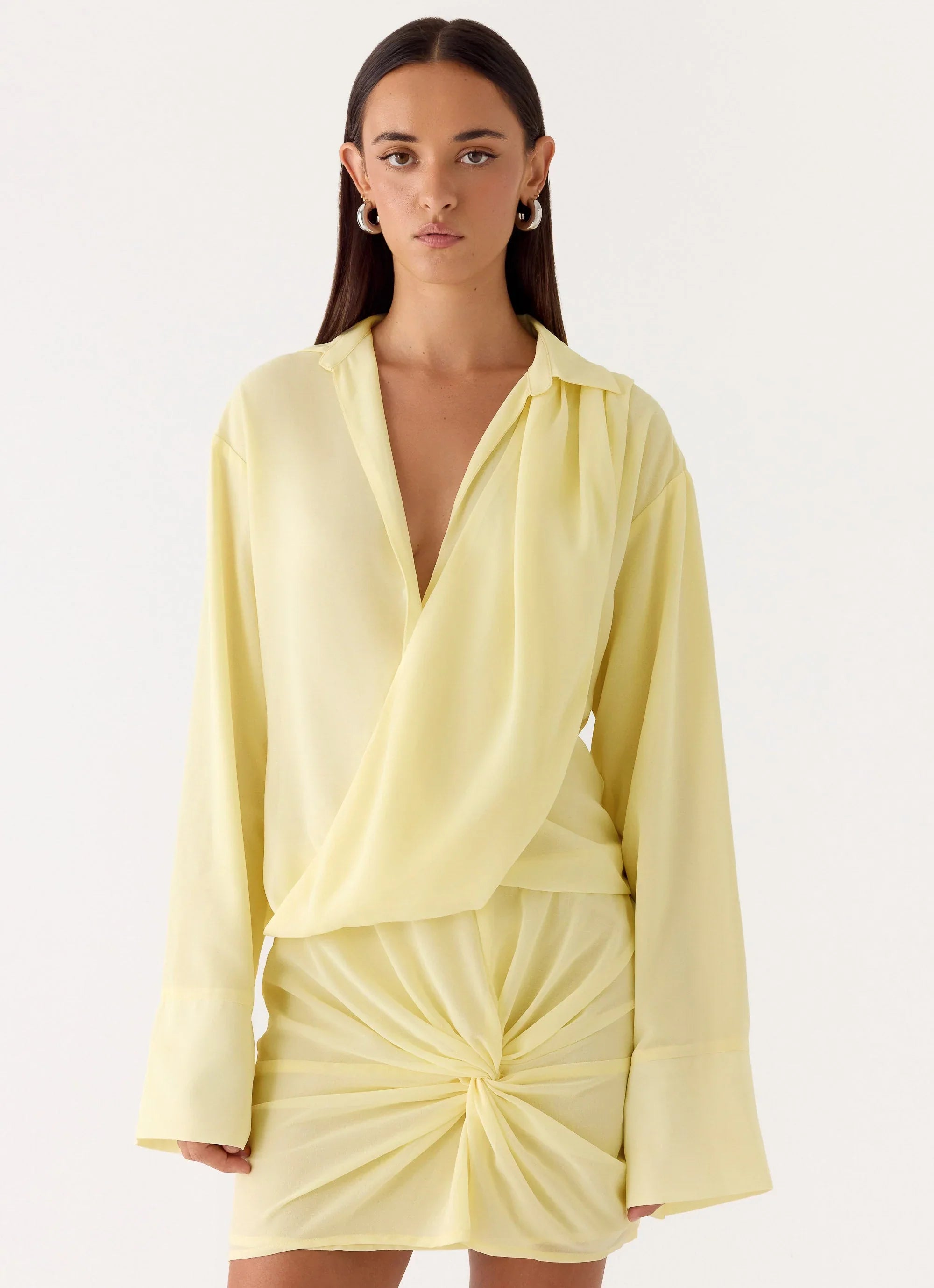 Farretti Shirt Mini Dress Pale Yellow