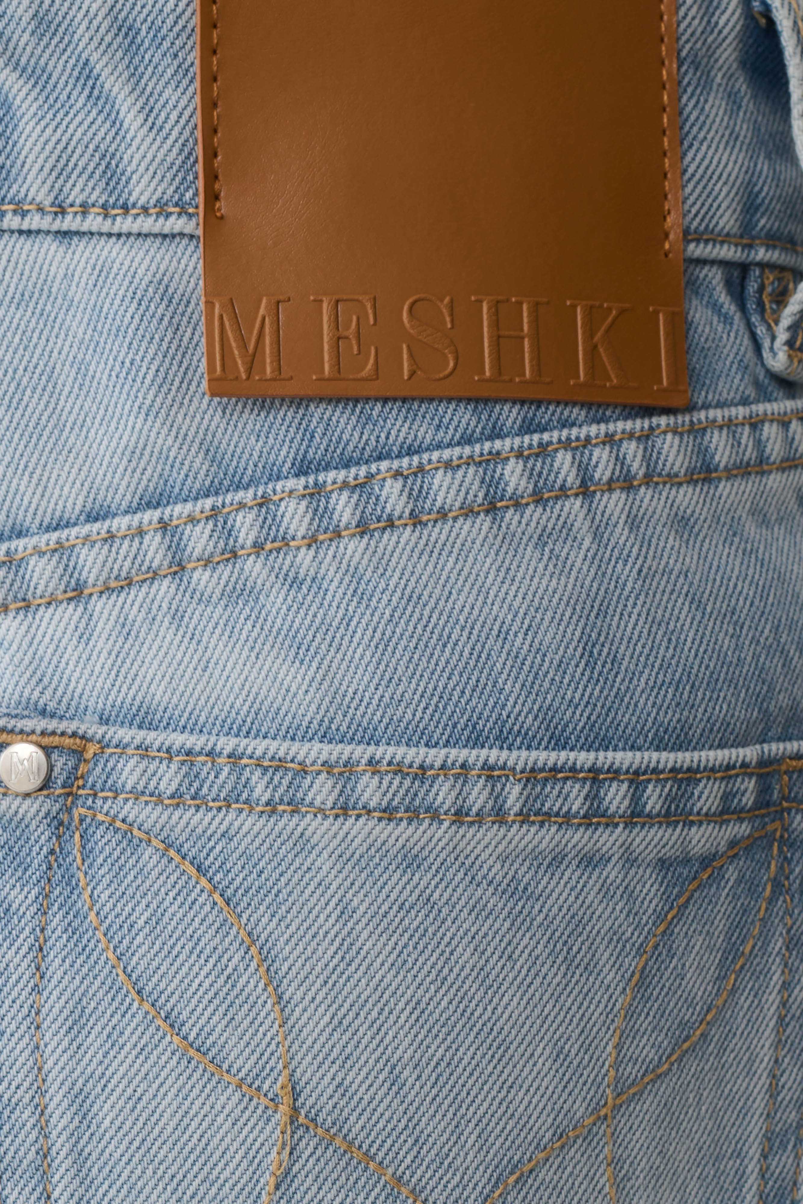 Sebastian Straight Leg Denim Jeans With Fray Hem Washed Light Blue
