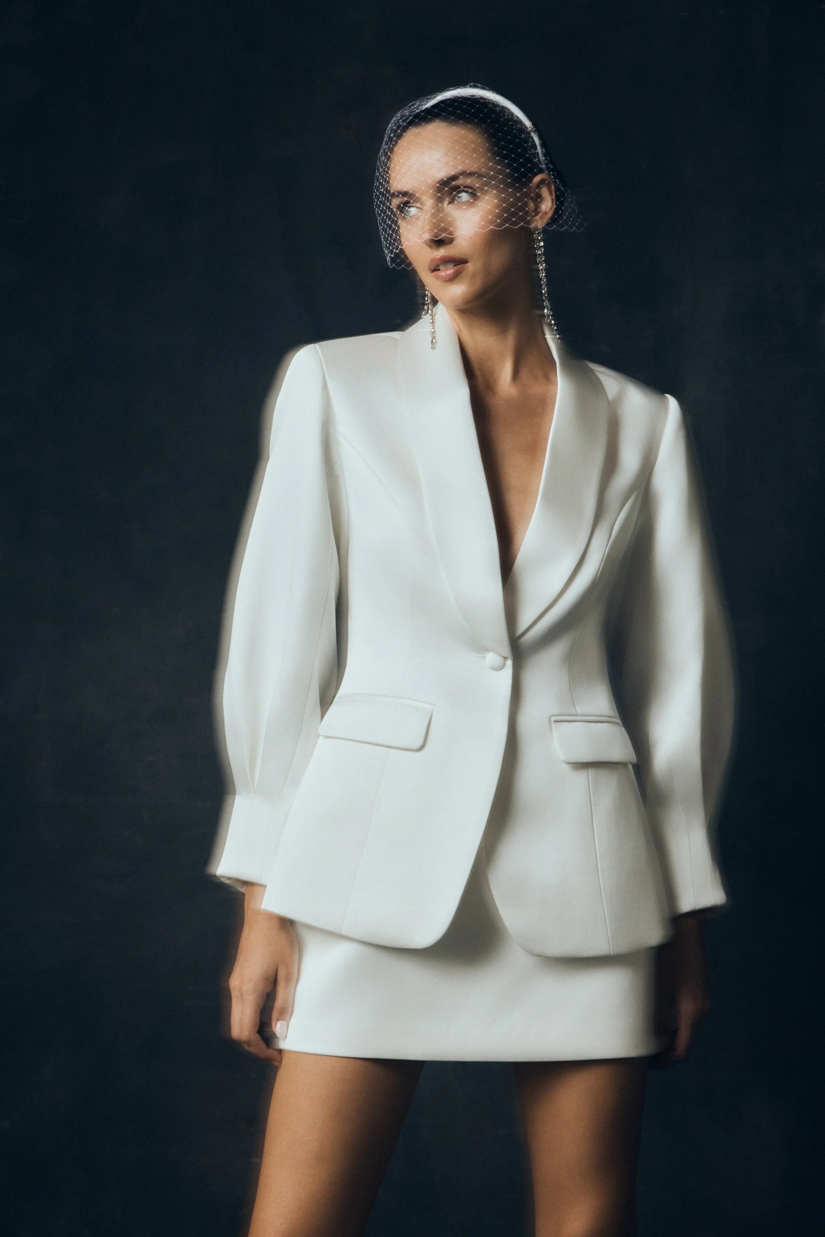 Kylie Oversized Satin Blazer Ivory