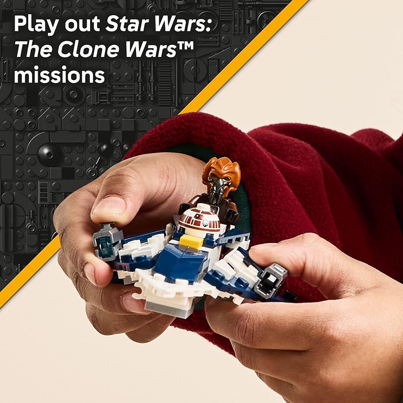 LEGO Star Wars Plo Koons Jedi Starfighter Microfighter Juguete para Niños Juguete de construcción para juego de simulación Juego de las Guerras Clon y decoración de habitación para niños y niñas