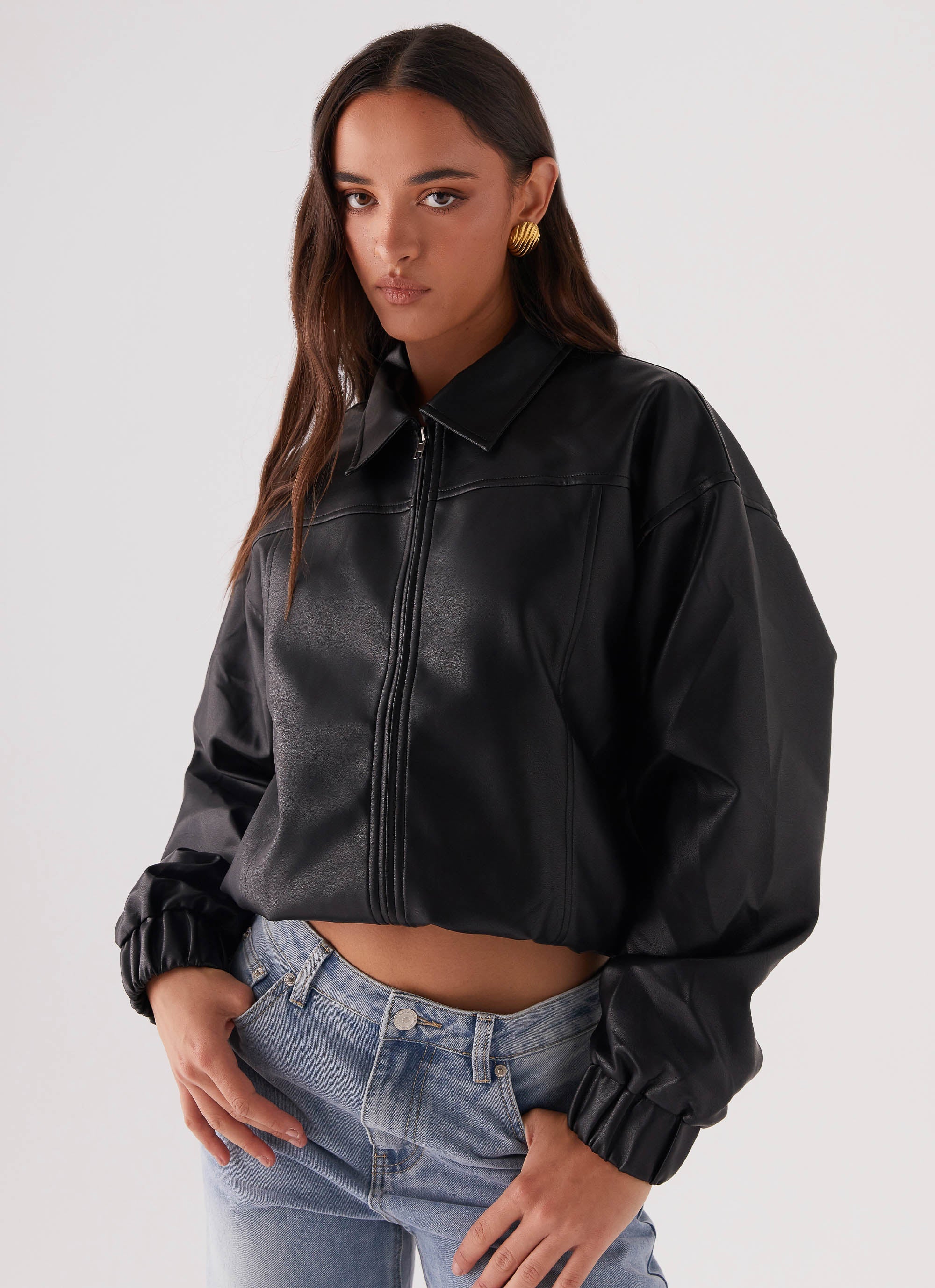 Houghton Oversized Bomber Jacket Black