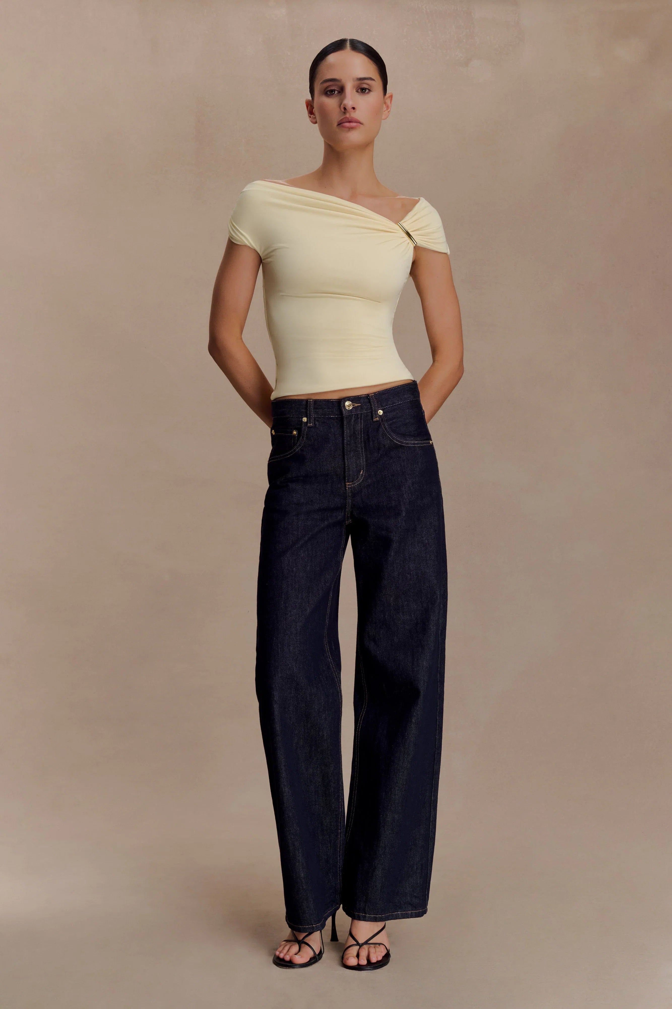 Kinsley Slinky Top With Hardware Pale Lemon