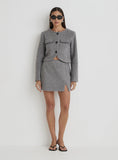 Grey Wool Tailored Mini Skirt