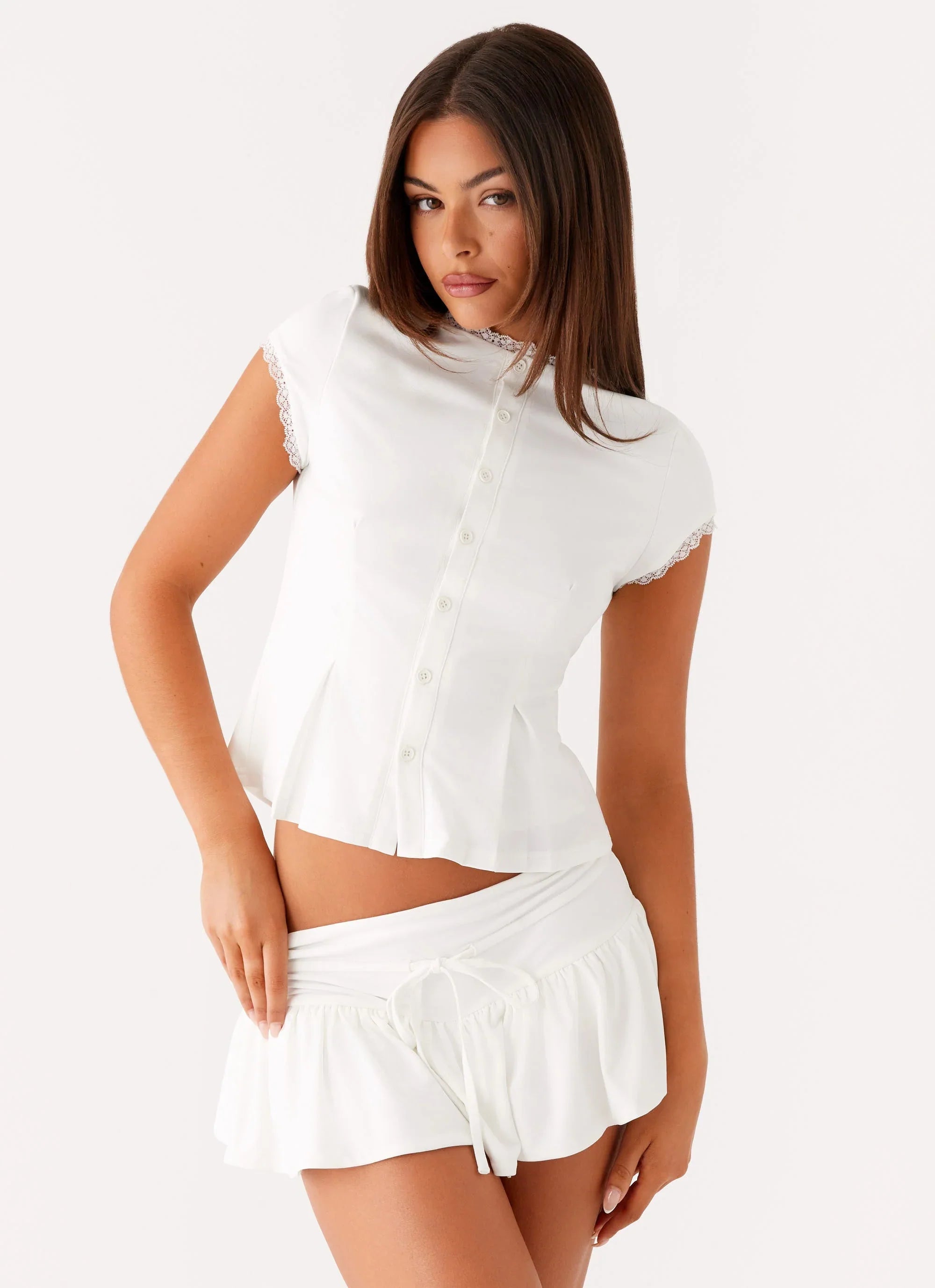 Landon Button Up Top White