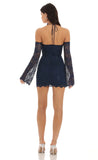 Lace Sequin Off Shoulder Dress in Navy