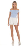 Faux Leather Flare Shorts in White