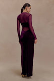 Davina Velvet And Mesh Maxi Dress Purple