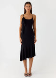 Tranquility Asymmetric Midi Dress Black